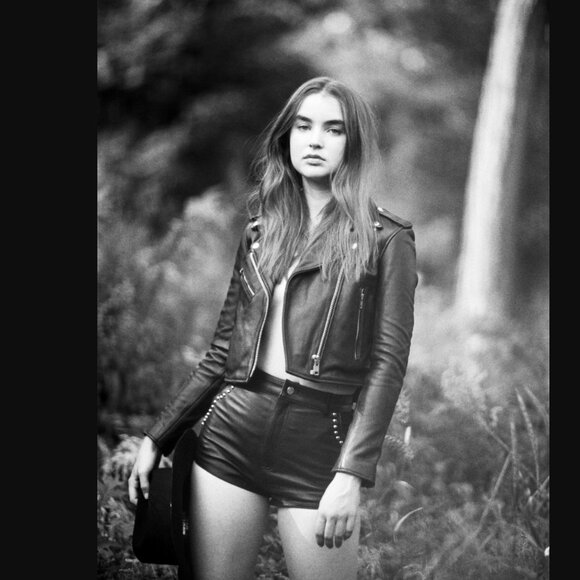 LIKE NEW Understated Leather Mercy Cropped Biker Jacket - Picture 4 of 10